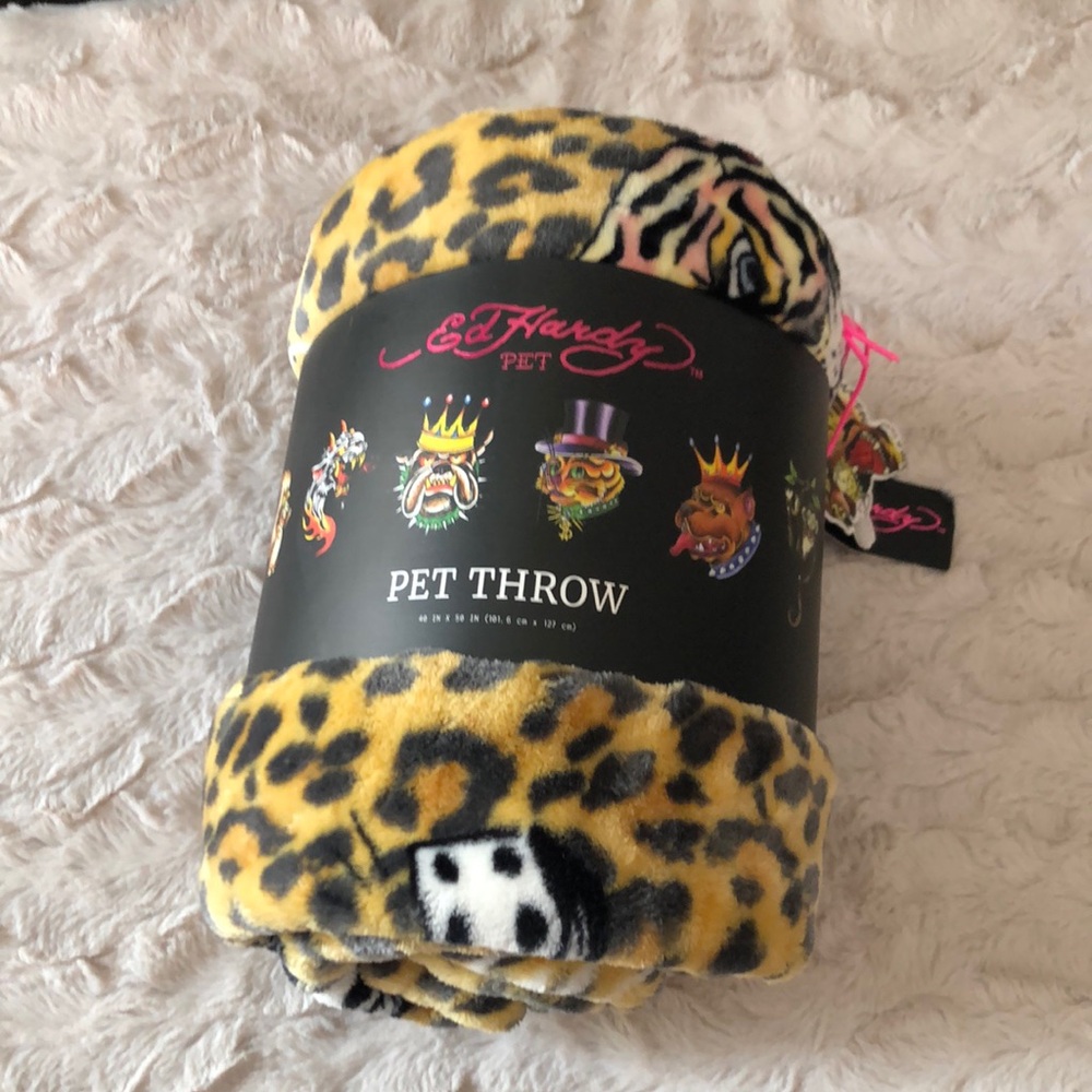Ed Hardy Leopard Print Pet Throw